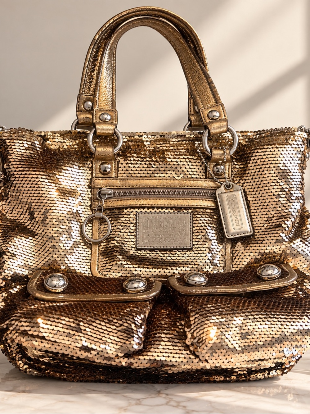 Coach Poppy Collection Handbag Shoulder Crossbody Bag Metallic